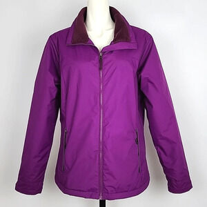 Columbia Women's Purple Zip Up Fleece Lined High Collar Jacket Activewear Sz XL